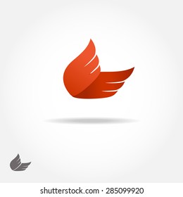 Orange simple wing logo.  Vector logo icon