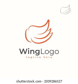 Orange simple wing logotype vector logo icon