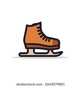 Ícone de estilo de fundo de inverno branco plano equilíbrio de patins laranja