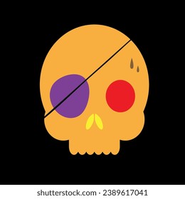 orange skeleton with purple eye patch