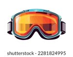 orange ski goggles sport equipment icon