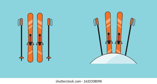 orange ski illustration in flat design