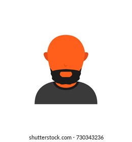 Orange skin avatar with beard and bald head