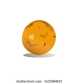 The orange with the skin is not beautiful, the pattern is black, looks unappetizing, placed on a white background.