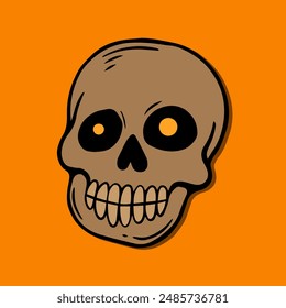 orange skull art illustration hand drawn