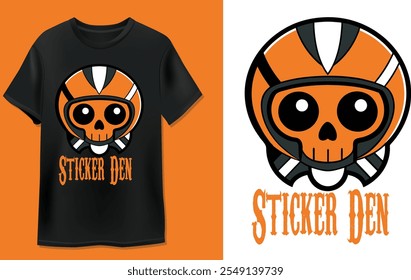 Orange Skull Helmet Vector Design for Sticker and T-Shirt