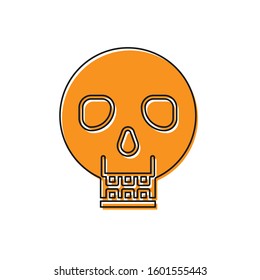 Orange Skull icon isolated on white background. Happy Halloween party.  Vector Illustration