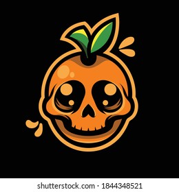 Orange skull illustration mascot logo