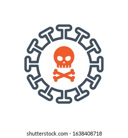 Orange skull inside virus design, Bacterium organism molecule microbe cell disease illness health medical and infection theme Vector illustration