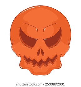 Orange Skull with spiral and jagged teeth, Vector