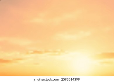 Orange sky with clouds at sunset background.