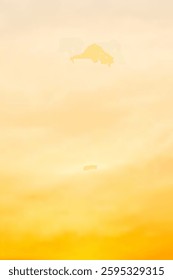 Orange Sky And Sunlight Concept. Bright sunset sky with colorful clouds at evening