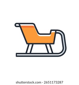 Orange sled slides winter season over snowy background fun icon