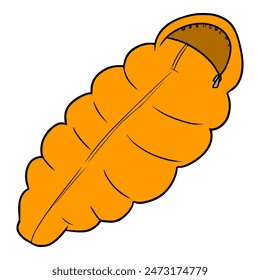 orange sleeping bag illustration hand drawn isolated vector