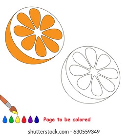 Orange Slice to be colored, the coloring book for preschool kids with easy educational gaming level.