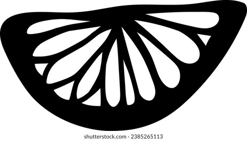 orange slice in black and white doodle style vector, isolated on white