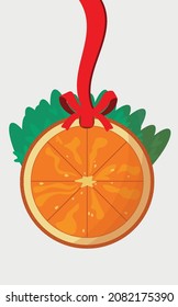 Baraja naranja. Decoración navideña. Decoración de árboles de Navidad. Ilustración del vector