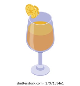 Orange slice cocktail icon. Isometric of orange slice cocktail vector icon for web design isolated on white background