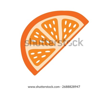 Orange slice cute colorful fruit doodle hand drawn icon. Color drawing orange line clipart symbol. Vector illustration