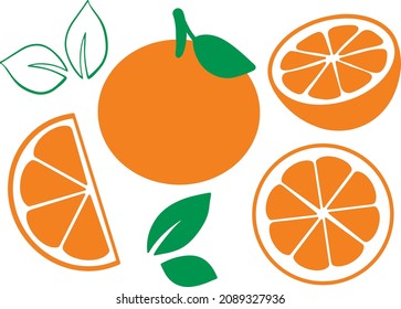 Orange slice decoration for T-shirt fresh juice icon citrus fruit vector 