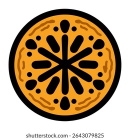 Orange slice displays radial patterns graphic flat design