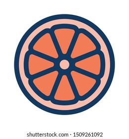 Orange Slice filled outline icon, line vector sign, linear colorful pictogram isolated on white. Fruit Illustration