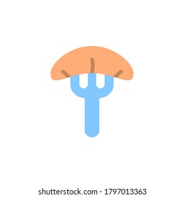 Orange slice fork icon. Simple color vector elements of vegetarian food icons for ui and ux, website or mobile application