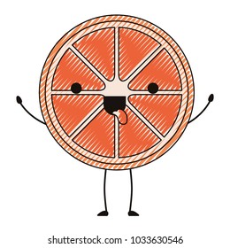 orange slice fresh and citrus fruit kawaii character