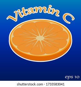 orange slice fresh fruit sticker vector vitamins
