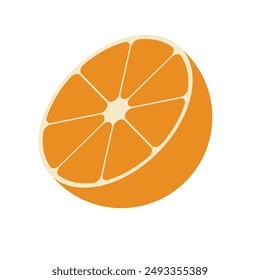 Orange slice. Fresh organic orange vector. Half and Cut fruit.
