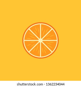 Orange slice fruite icon on yellow background. Vector illustration
