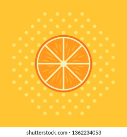 Orange slice fruite icon on dots background. Vector illustration