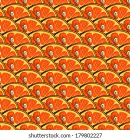 orange slice hand draw pattern blue background 