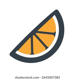 Orange slice icon displays shape on isolated background vector