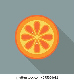 Orange Slice Icon. Flat Vector Icon With Long Shadow Design Collection.