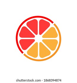 Icono de corte naranja. Pieza siciliana de ilustración vectorial anaranjada aislada en blanco. Concepto de alimentos saludables. Sabroso símbolo de fruta dulce.