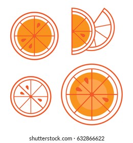 Orange slice icons set vector. 