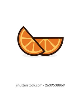 Orange slice isolated on white background. Tropical fruits. Raw and vegetarian food. Vector illustration.