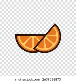Orange slice isolated on white background. Tropical fruits. Raw and vegetarian food. Vector illustration.