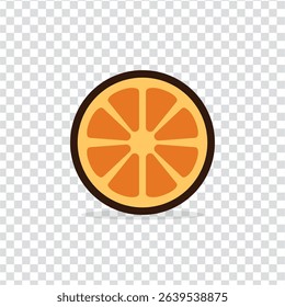 Orange slice isolated on white background. Tropical fruits. Raw and vegetarian food. Vector illustration.