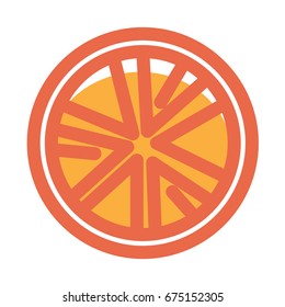 Orangenscheibe einzeln auf weißer Illustration im Grafikdesign