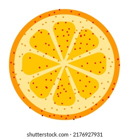 Orange slice, isolated piece of mandarin or tangerine fruit. Tasty and nutritious product, detox and organic natural ingredients for nutrition. Juicy snack for vegans and vegetarians. Vector in flat 