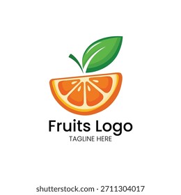 Orange Scheibe Blatt frische Zitrusfrüchte Bio-Lebensmittel gesund Symbol Vektor Logo Vorlage