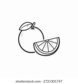 Naranja con arte de línea de rebanada