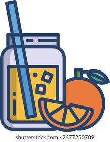 Orange slice linear color vector illustration
