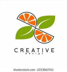 Orange slice logo design with leaves forming a star.