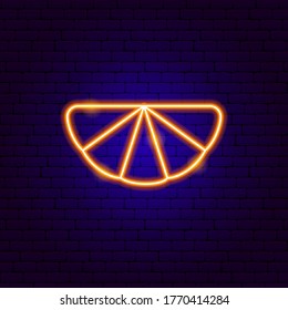 Orange Slice Neon Sign. Vektorgrafik der Förderung gesunder Lebensmittel.
