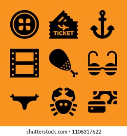 orange slice, object, exchange, pink, holiday and concept icon vector set. Flat vector design with filled icons. Designed for web and software interfaces