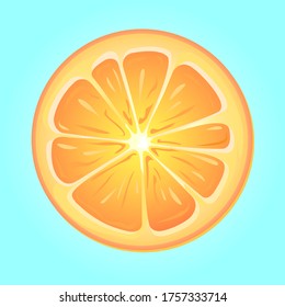 Orange slice on a blue background