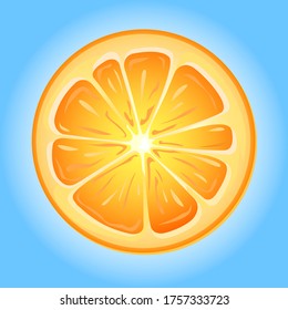 Orange slice on a blue background